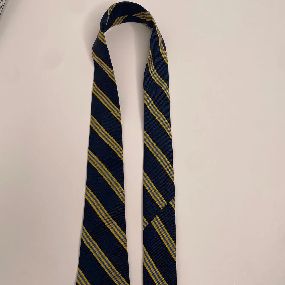 Brooks Brothers‎ 246 Silk Tie Blue Yellow Stripe Classic 3.25